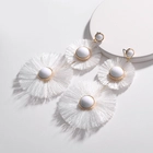 China Fashion Long Beaded Fan Tassel Flower Pendant Earring for Women manufacturer