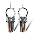 China Handmade Crystal Beads Silver Chain Tassel Earring, Colorful Metal Chains Cluster Earring manufacturer