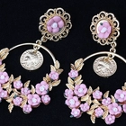 China Hot Sale Imitation Jewellery Europe and the United States pastoral wind luxury soft pottery water drops earrings coins beauty head retro flowers earrings manufacturer