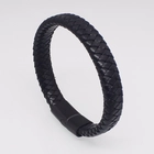 China Made in china wholesale fashion vintage men's bracelet 316L Stainless Steel Titanium bracelets bangles genuine leather magnets bracelet manufacturer