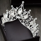 China New professional manufacturing exquisite bridal jewelry crown luxury rhinestone half circle pearl cake crown manufacturer