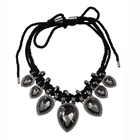 China The latest European and American hand-woven fashion hemp rope drop-shaped gemstone short necklace manufacturer