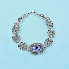 China Vintage Purple Cubic Zircon Bangle & Bracelet Chain For Women Antique Silver Color Jewelry manufacturer