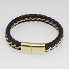 porcelana Venta al por mayor PU de cuero trenzado pulseras para hombre, los niños brazaletes de acero inoxidable pulseras de joyería con cierre de cierre magnético hecho en Shenzhen fabricante
