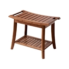Chine Tabouret de banc de douche en gros bambou avec étagère de rangement pour intérieur fabricant