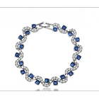 الصين Blue Tennis Bracelet Women Cubic Zirconia Sapphire Jewelry Bridal Crystal Bangle Manufacturer China الصانع