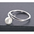 China China Supplier elegant simple single pearl ring deisigns for ladies manufacturer