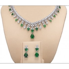 الصين Royal Princess Necklace Earring Ring Bracelet CZ Emerald Evening Dress Wedding Accessories Bridal jewelry Set الصانع