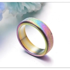 China Titanium Steel Dull Polish Rotatable Jewelry Romantic Pearl Sand Rainbow Rings Wholesale manufacturer