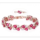 الصين Wholesale Rose Gold Tone Women Tennis Bracelet Sparkle Double Drop Cubic Zirconia Extended chain الصانع