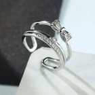 China Wholesale copper alloy open love tiny zircon pearl designs double ring for woman manufacturer