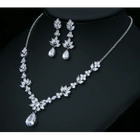 China flower necklace and earrings customizable jewelry set charms crystal cz jewelry set mothers day souvenir jewelry set manufacturer