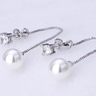 Chine 18K White plated long earring for women CZ Pearl earrings for women wedding Silver earring manufacturer fabricant