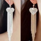 China 2018 Fashion Vintage Crystal Heart Hanging Earrings Long Tassel Gold/ Silver Color Drop Earrings For Women Jewelry manufacturer