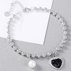 China Black agate love pearl 925 sterling silver bracelet manufacturer manufacturer