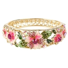 China Bracelet Wholesale Jewelry Fashion Bracelet Women's Gold-tone Austrian Crystal Enamel Flower Leaf Bangle manufacturer