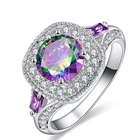 中国 China Wholesale 925 Sterling Silver Round Created Rainbow Topaz Ring for Woman 制造商