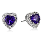 Cina Custom Sterling Silver Birthstone and Created White Sapphire Halo Heart Stud Earrings Manufacturer China produttore