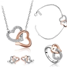 China Custom logo rose gold heart jewelry Stainless steel fashion bridal jewelry sets supplier manufacturer