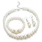 China Faux Pearl Crystal Choker Necklace Earring Bracelet Jewelry Set manufacturer