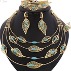 China High Quality Fashion Dubai Gold Leaf Design Green Crystal Jewelry Set Supplier from China manufacturer