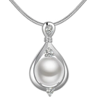 China New Design Pearl Necklace Simple Water-Drop Rhinestone Single Pearl Natural Pearl Necklace Wholesale fabricante