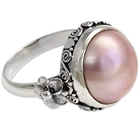 الصين Pink Cultured Mabe Pearl 925 Sterling Silver Flower Ring Wholesale China الصانع