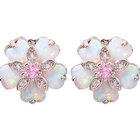 中国 Pink Topaz Zircon Rhodium Plated for Women Jewelry Gemstone Stud Earrings 15mm 制造商