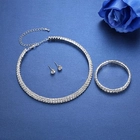 China Silver Color Crystal Bridal Jewelry Sets African Beads Rhinestone Necklace Earrings Bracelet Sets manufacturer