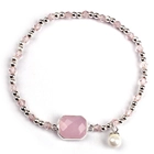China Trendy Simple Style Natural Pink Birthstone Pearl Charm Glass Bead Bracelet For Female manufacturer
