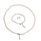 الصين White Freshwater Pearl Necklace Earring Ear Studs Hand Chain 3 Piece Suit Manufacturer China الصانع