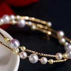 China Wholesale Fashion 18K Rose Gold Plated Pearl Two Layers Chain Bracelet for Lady manufacturer