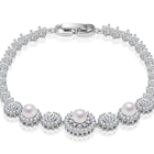 China Wholesale Hot Fashion Korean Exquisite Elegant Women Bridal White Pearl Wedding Bracelet manufacturer