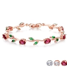 China Wholesale Jewelry Fashion  Bracelet Diamond Bangle Bracelet  Rose Gold  Beautiful Leaves Designed Zircon Crystal Tennis Bracelets Friendly Gift manufacturer