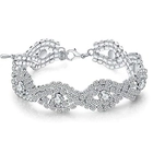 China Womens Silver Plated White Clear Rhinestone Crystal Bracelet Jewelry Supplier manufacturer