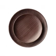 China Wholesale Wooden Plate Black Walnut Tableware Round Wooden Tray manufacturer