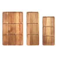 China Custom Acacia Wood Tray Christmas Cookies Platters Serving Tray for Party manufacturer