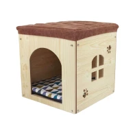 China Wholesale Wooden Cat House, Foot Rest Stool with Detachable Washable Cushion, Luxury Pet Nest manufacturer