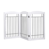 China Wholesale Freestanding Foldable Dog Gate, Indoor Pet Puppy Safety Fence, No-Assembly Wooden Dog Gate manufacturer