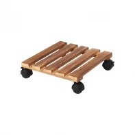 China Wholesale Small Wooden Plant Caddy, Plant Stand with Lockable Wheels manufacturer