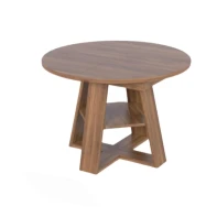 China Wholesale Modern Kitchen Extendable Round Wooden Dining Table with Storage Shelf manufacturer