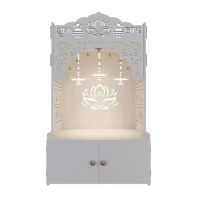 China Custom Size White Freestanding Pooja Mandir Temple Cabinet for Home Puja and Hindu Temple Use manufacturer
