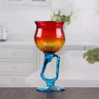 الصين الملونة كأس شمعة حامل النبيذ الزجاج شكل شمعة حامل بالجملة الصانع