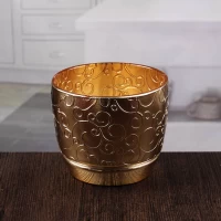 China Embossed gold candlesticks bulk cheap gold votive candle holders supplier manufacturer