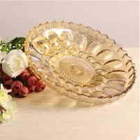 China Wave edge yellow glass dish fruit platter wholesale manufacturer