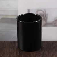 porcelana Venta al por mayor de 4 pulgadas de cristal negro vasos jarras de vidrio titular de la vela en granel fabricante