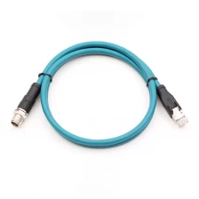 China Verdrilltes M12-4-Paar-8-adriges X-kodiertes CAT6A-RJ45-Ethernet-Kabel Hersteller