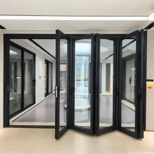 porcelana Puertas de aluminio de villa de diseño moderno puertas de acordeón de vidrio doble fabricante