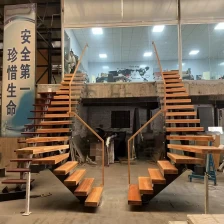 China Wood Tread Stringer Floating Straight Stairs Central Spine with Frameless Glass Railing Stairs - COPY - ibmaw0 manufacturer