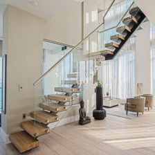 China Easy-to-Install DIY Floating Staircase Kit Durable Metal & Iron Wooden Glass Steps for Villas & Apartments Homeowners manufacturer